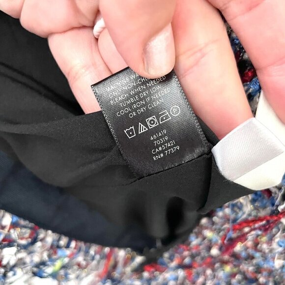 Ann Taylor Fiesta Tweed Fringe Jacket Red Blue Multi Color M Tall - Picture 5 of 6